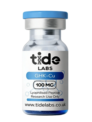 Tide Labs GHK-Cu lyophilised peptide bottle on a white background