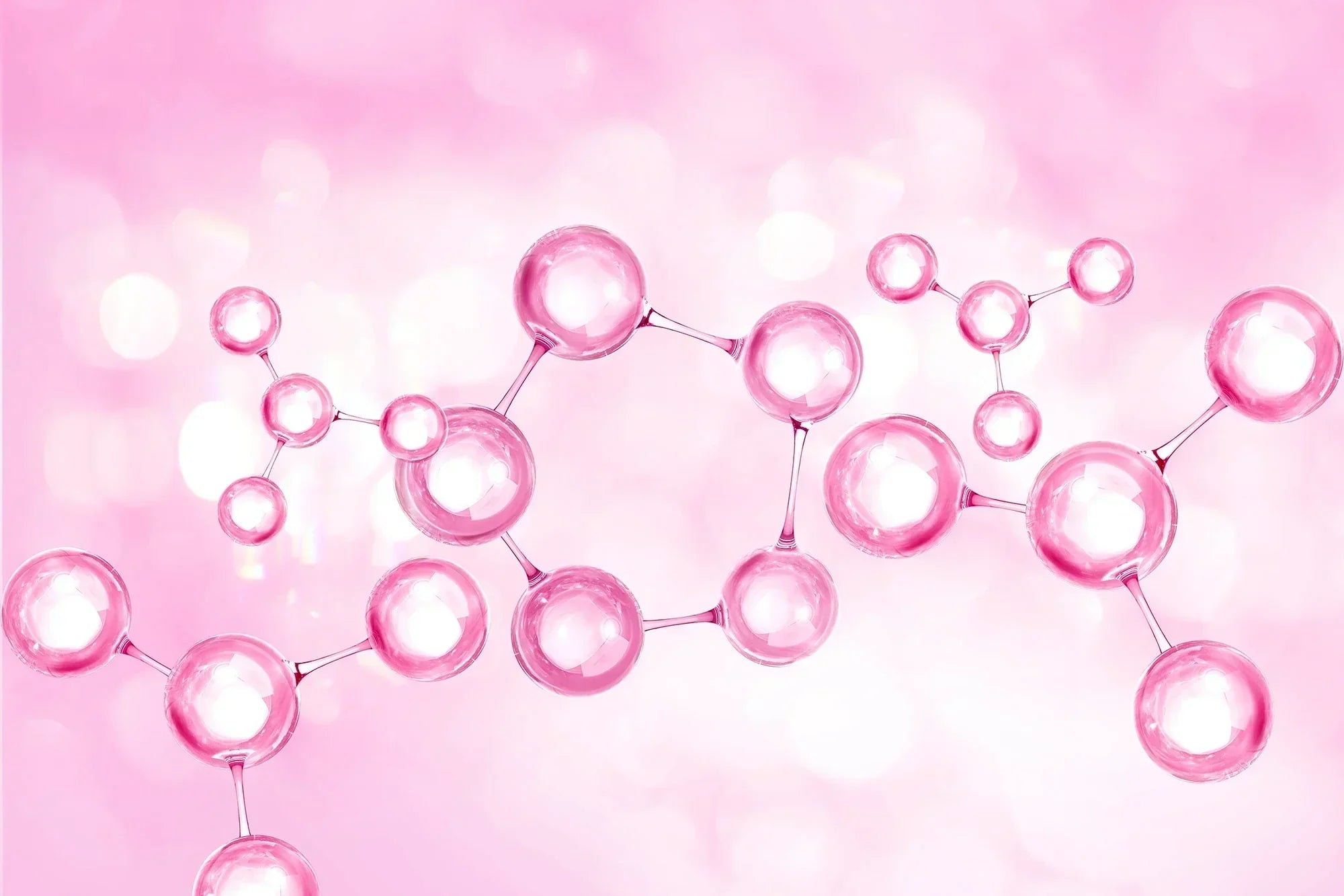 Pink collagen molecular structure illustration on soft pink background