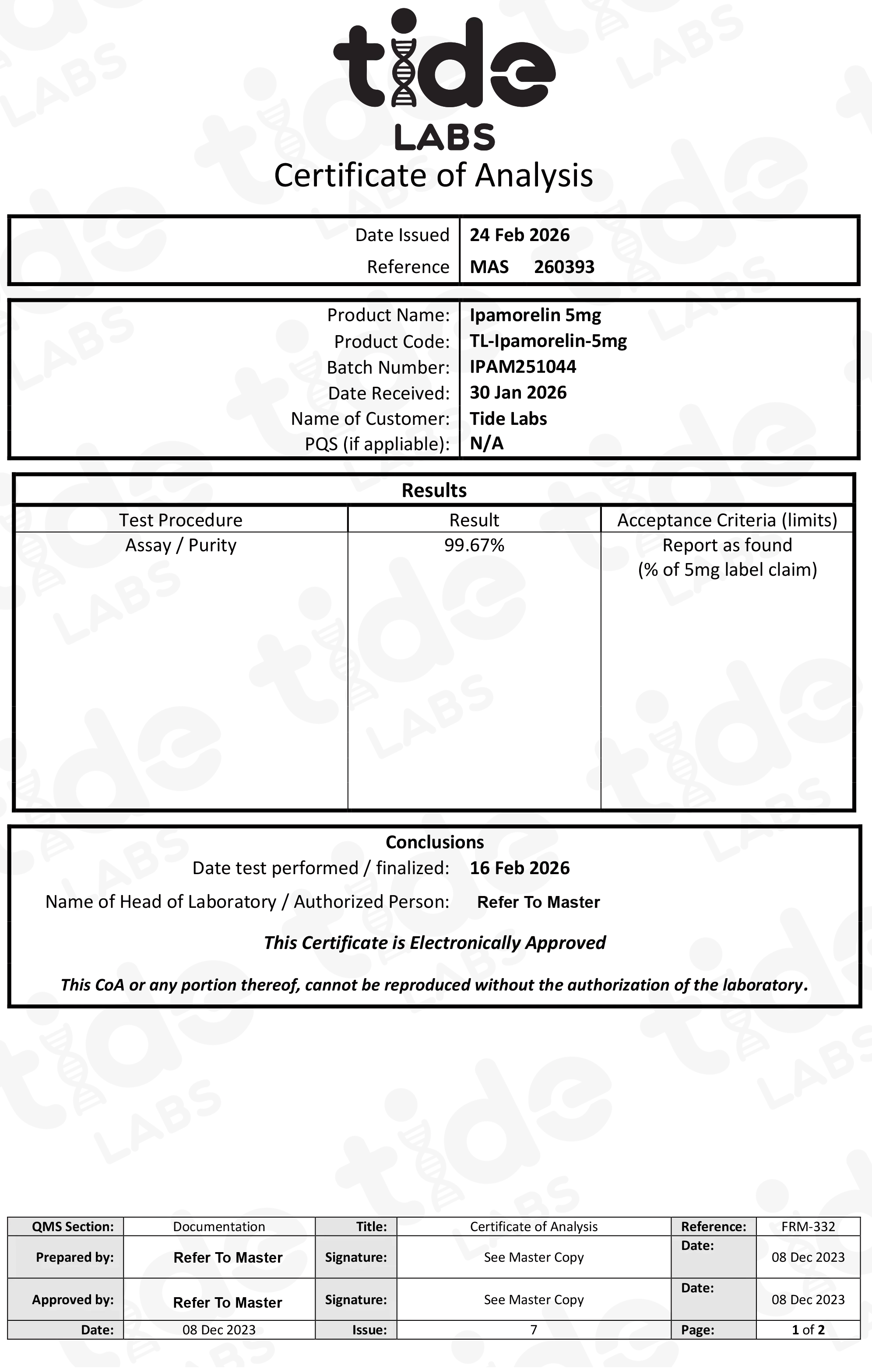 Ipamorelin 5mg Peptide Analytical Grade Lyophilized powder Tide Labs Ipamorelin 5mg Peptide Analytical Grade Lyophilized powder Tide Labs